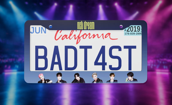 NCT DREAM license plate frame on a themed background
