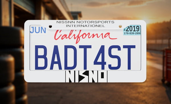 Nisno  license plate frame on a themed background