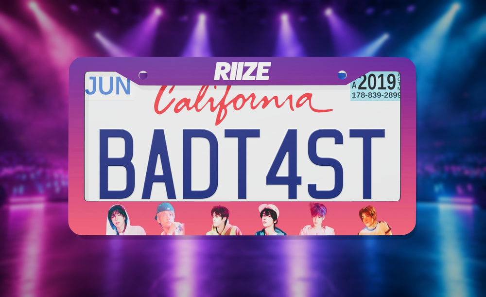 RIIZE license plate frame on a themed background