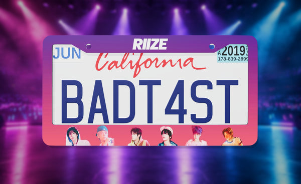 RIIZE license plate frame on a themed background