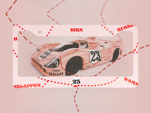 Pink Pig Porsche License Plate Frame